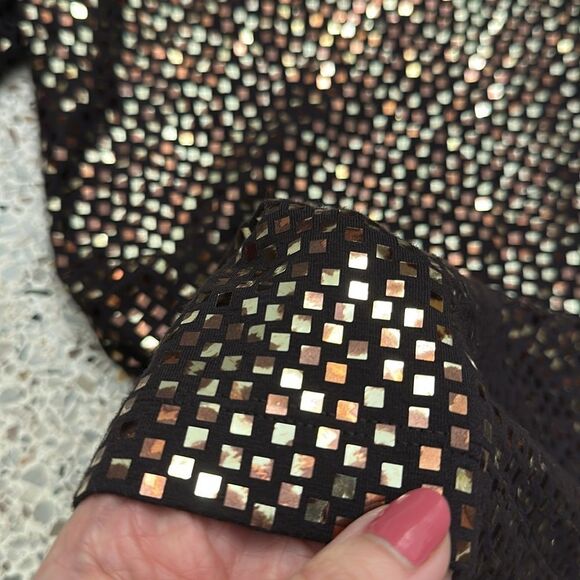 St John brown gold shiny sequin 3/4 sleeve neck blouse top small s - Picture 8 of 8